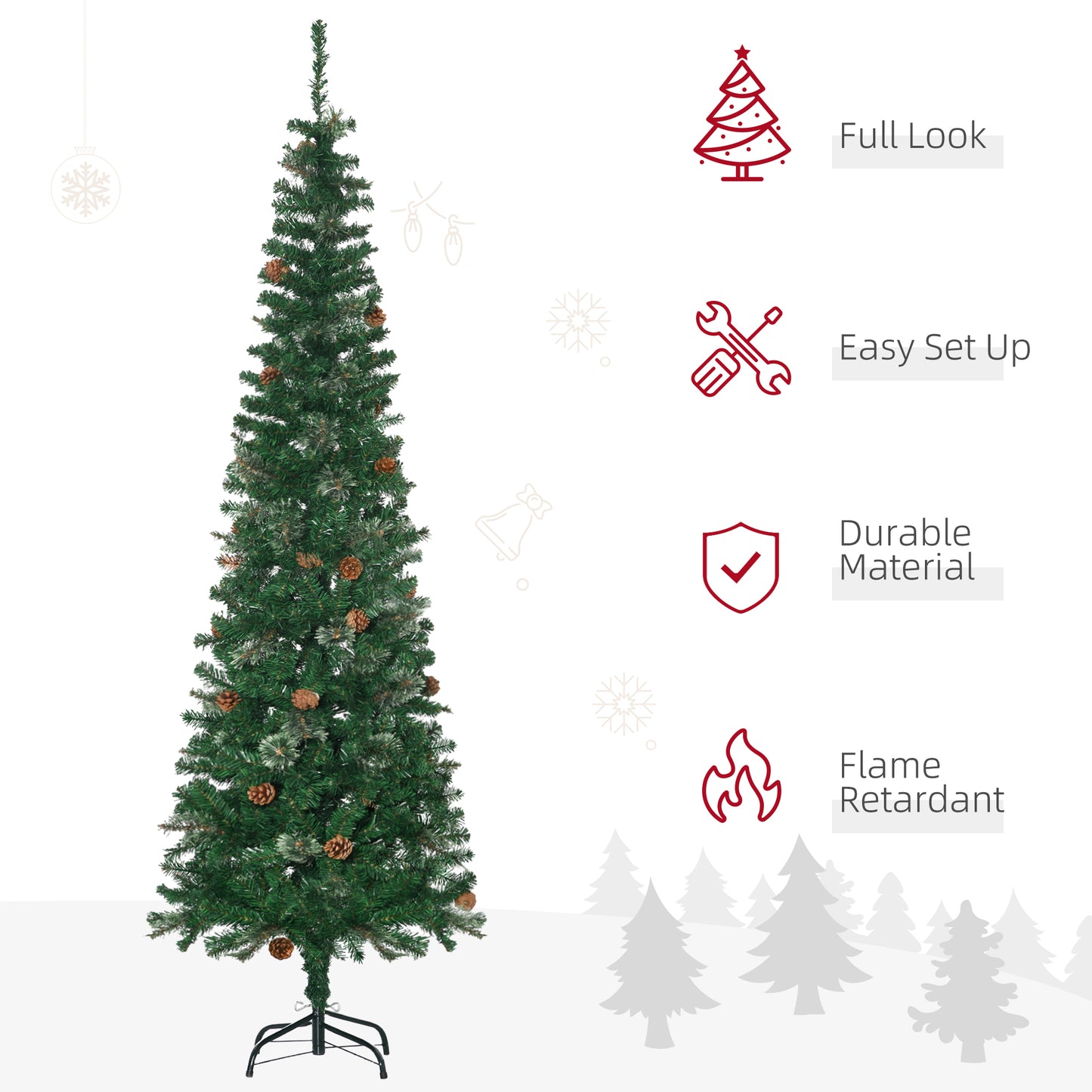 Sapin de Noël crayon artificiel avec pommes de pin