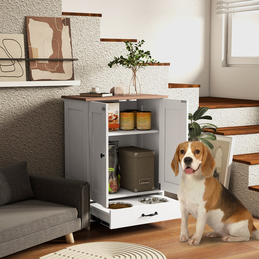 Station d'alimentation chien avec rangement ajustable