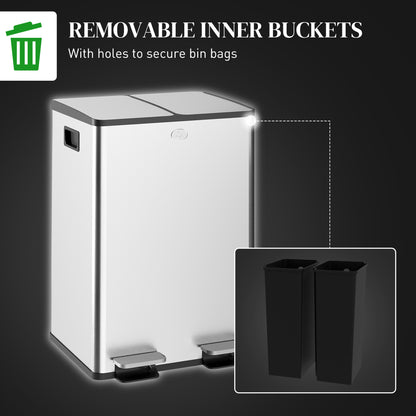 Poubelle double à pédale 2 x 28 litres
