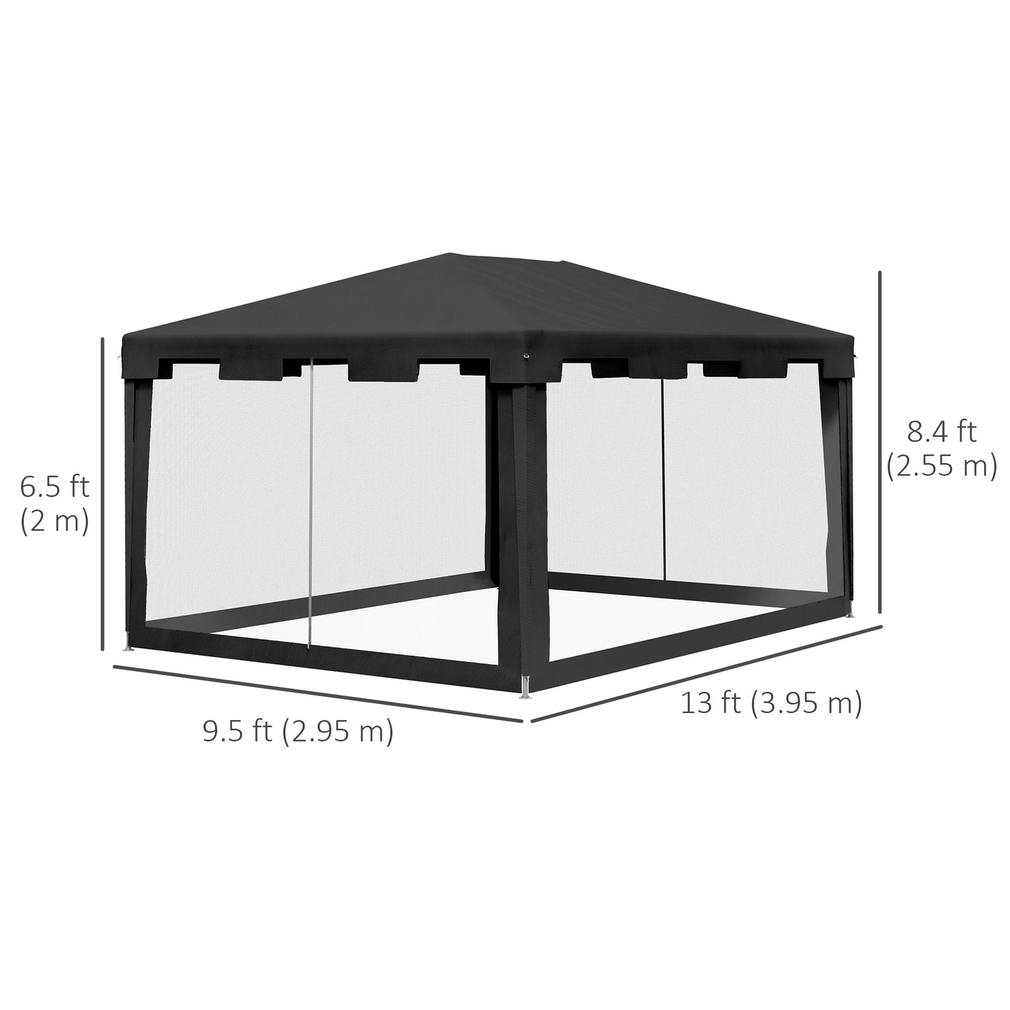 Gazebo Outsunny 10×13 pi avec Murs Moustiquaire - Tente de Jardin