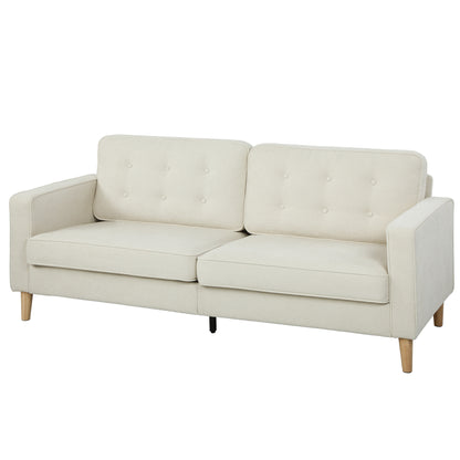 Sofa 3 places capitonné en velours avec pieds en bois