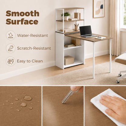 Bureau pliant avec bibliothèque 4 niveaux gain de place