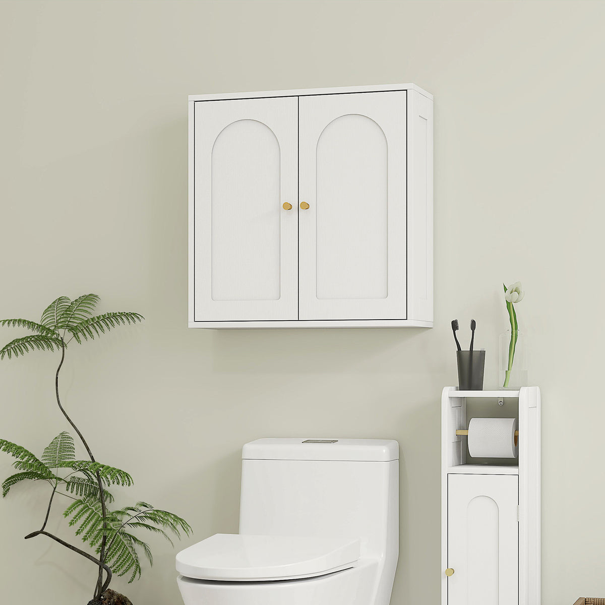Armoire de toilette murale moderne à deux portes arquées