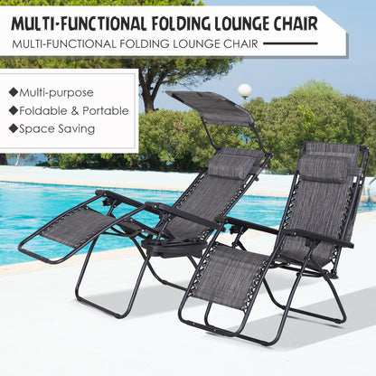 Chaise longue zéro gravité pliable avec auvent