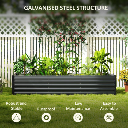 Bac de jardinage surélevé galvanisé 240 x 80 x 45 cm