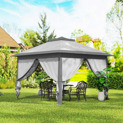 Gazebo pop-up double toit avec moustiquaire 3,35 m x 3,35 m