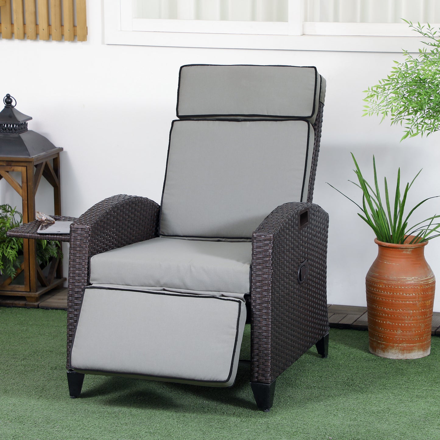 Chaise longue inclinable rotin avec dossier ajustable