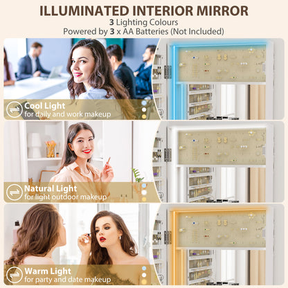 Armoire à bijoux murale avec miroir pleine longueur