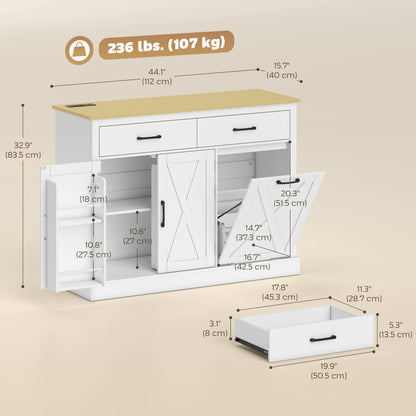 Meuble à déchets basculant avec station de recharge