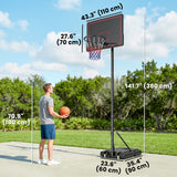 Panier de basketball réglable extérieur avec roues
