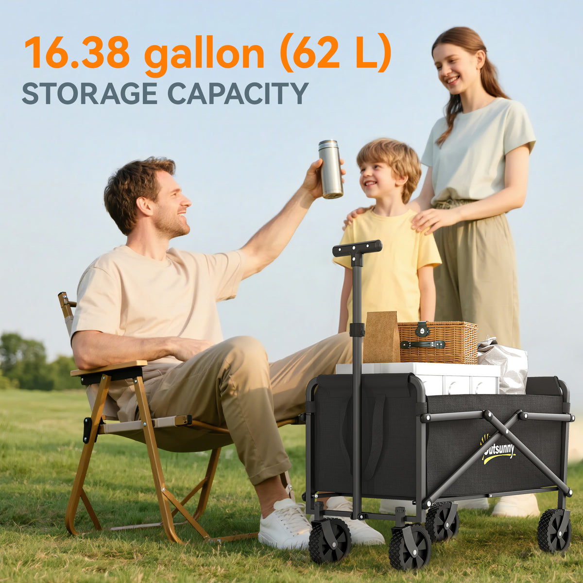 Chariot de jardin pliable 62 L — noir