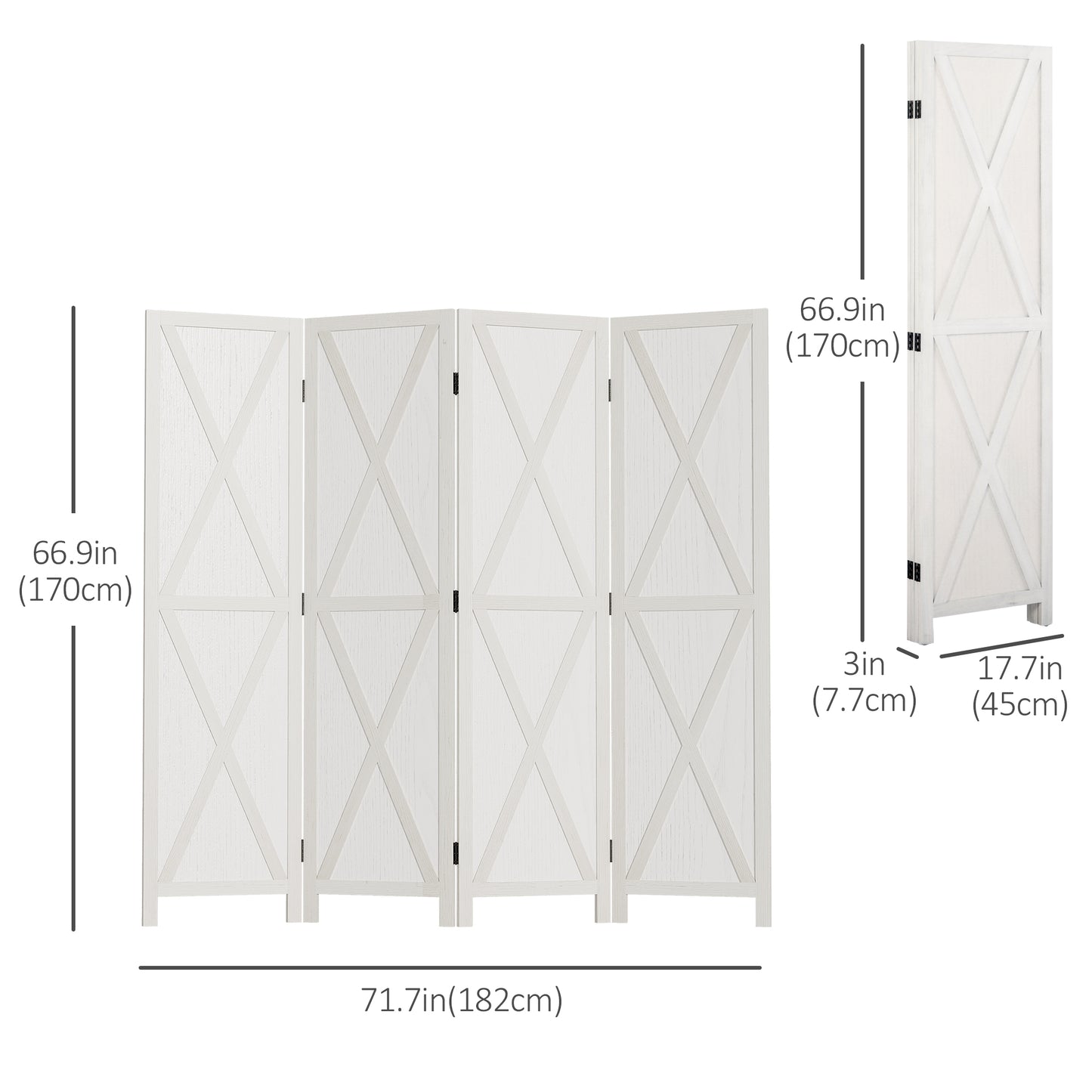Paravent pliable 4 panneaux style fermette