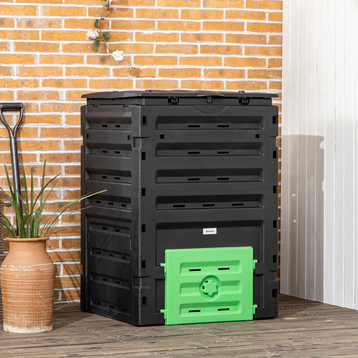 Bac à compost extérieur 80 évents 2 portes 450 L