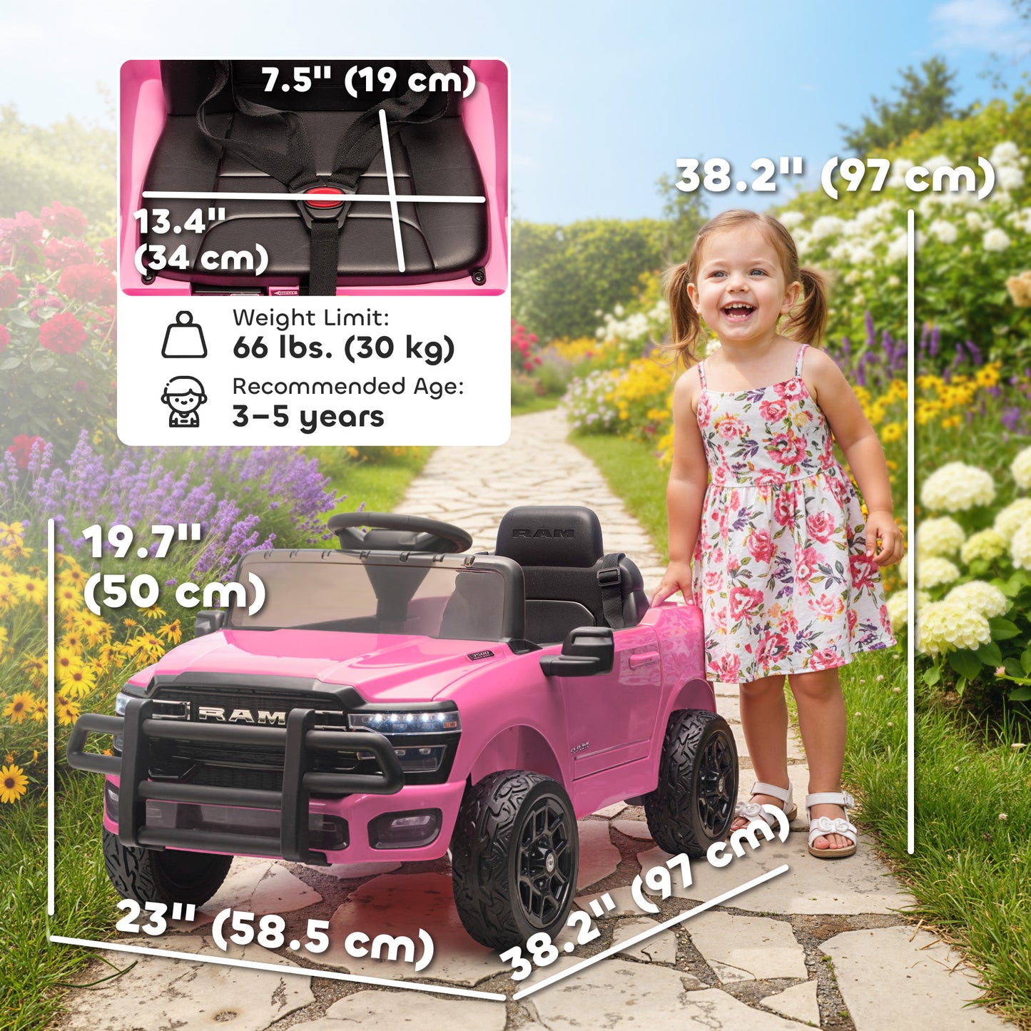 Voiture électrique enfant Dodge RAM 3500 télécommandée 12V