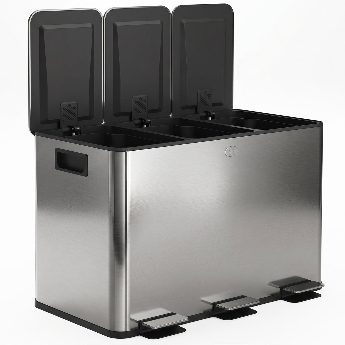 Poubelle triple compartiment fermeture douce pédale