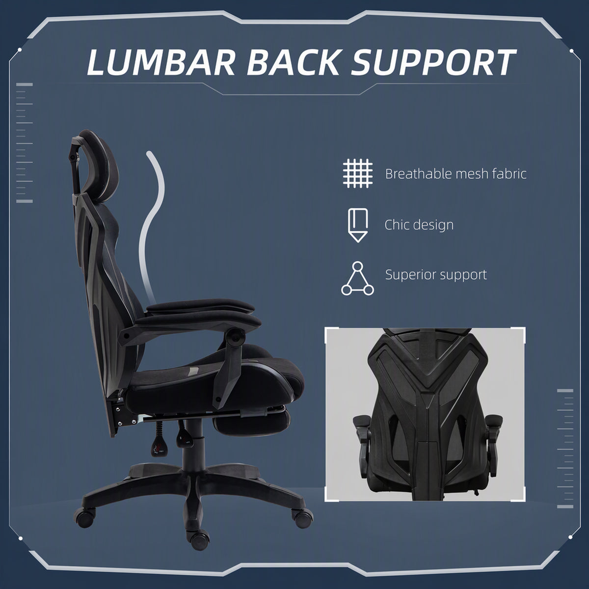 Chaise de jeux ergonomique avec repose-pieds