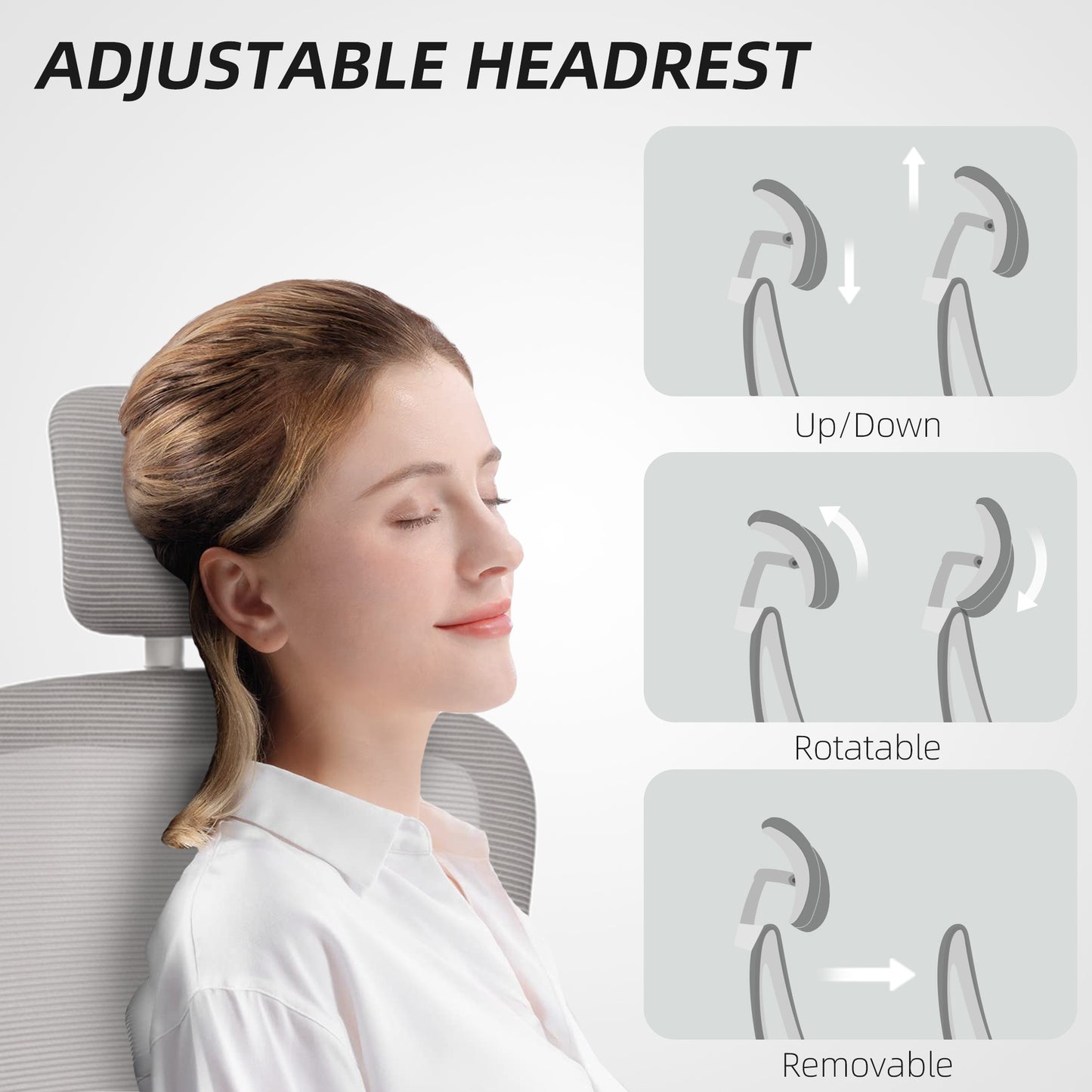 Chaise bureau ergonomique dossier haut appui-tête rotatif