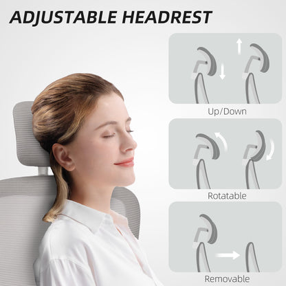 Chaise bureau ergonomique dossier haut appui-tête rotatif