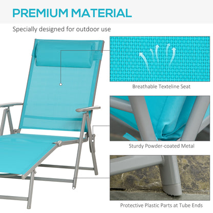 Chaise longue pliante extérieure à 7 positions avec coussin