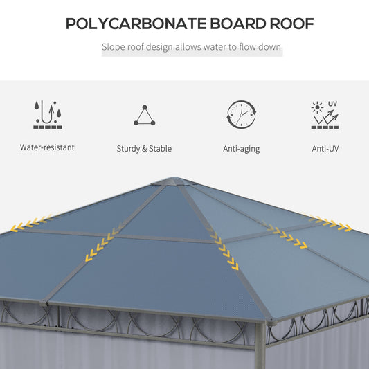 Gazebo patio toit polycarbonate cadre aluminium