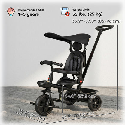 Tricycle évolutif 5-en-1 avec poignée parentale