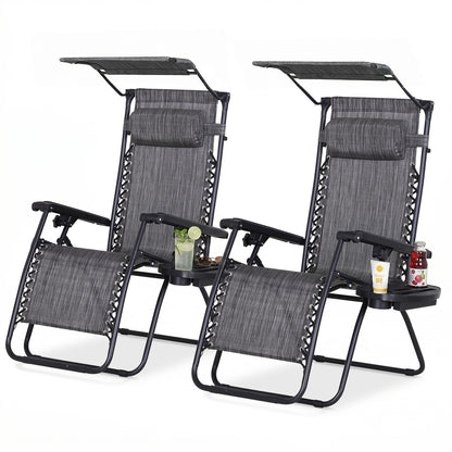 Chaise longue zéro gravité pliable avec auvent