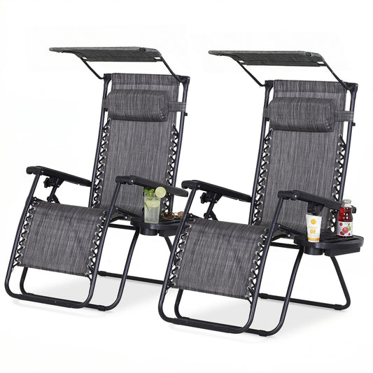 Chaise longue zéro gravité pliable avec auvent