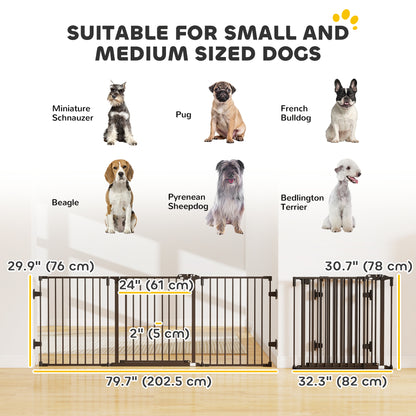 Barrière chien 3 panneaux métal pliable avec porte