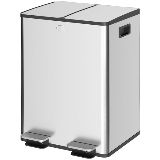 Poubelle double à pédale fermeture douce 2x20L