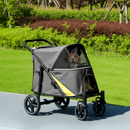 Poussette pliable pour animaux roues universelles amortisseurs