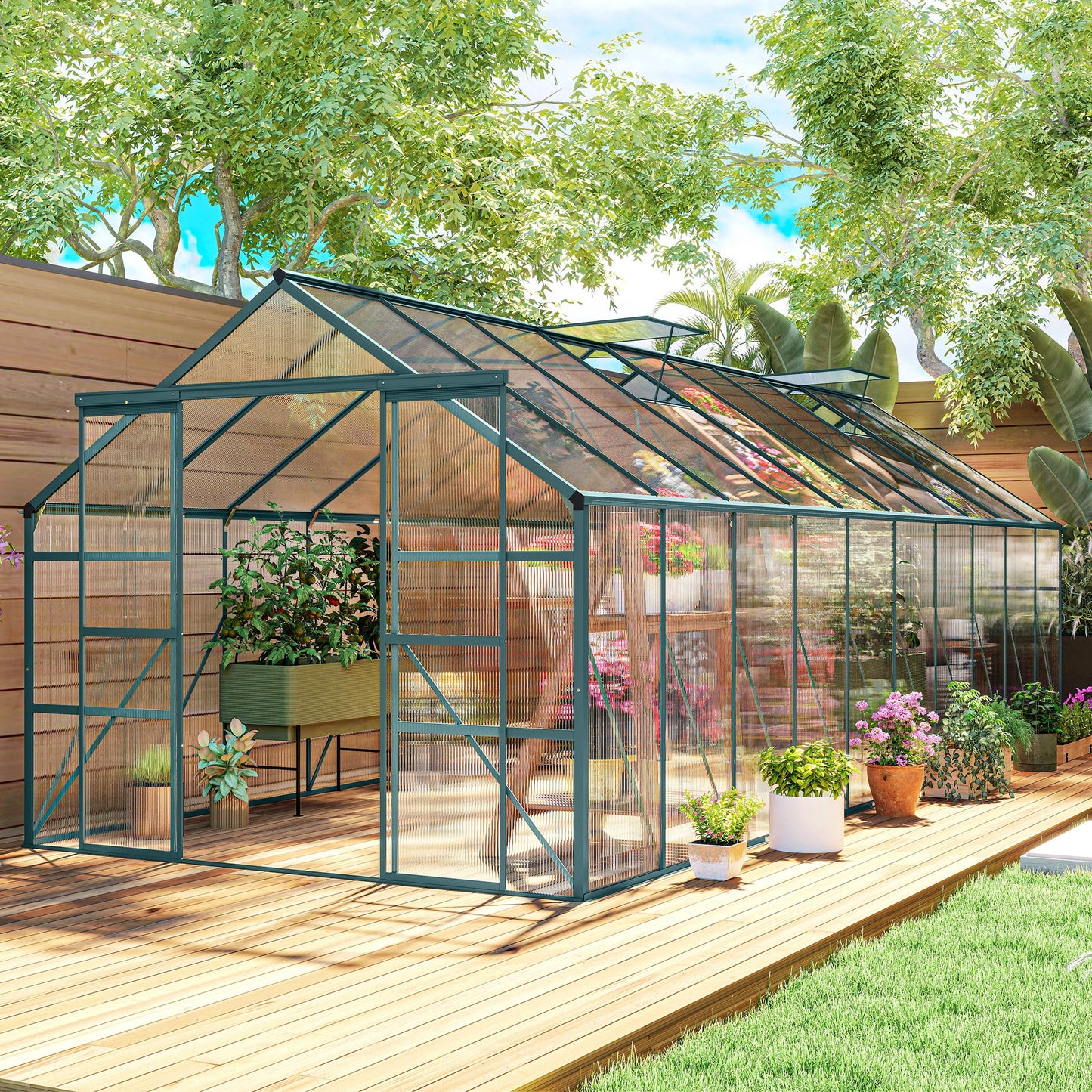 Serre de jardin 6,1 x 2,4 x 2,1 m avec ventilation ajustable