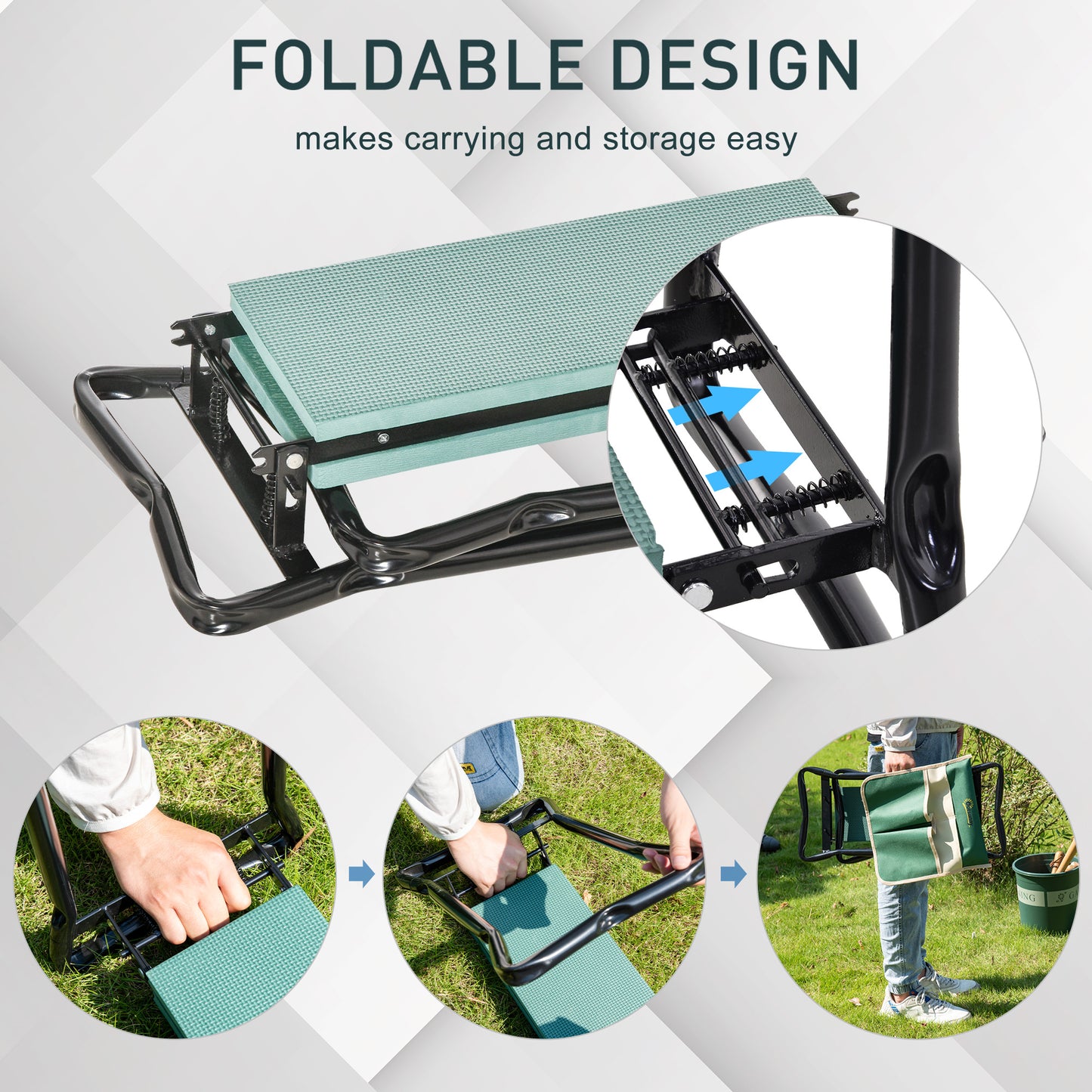 Agenouilloir de jardin pliable avec coussin mousse EVA