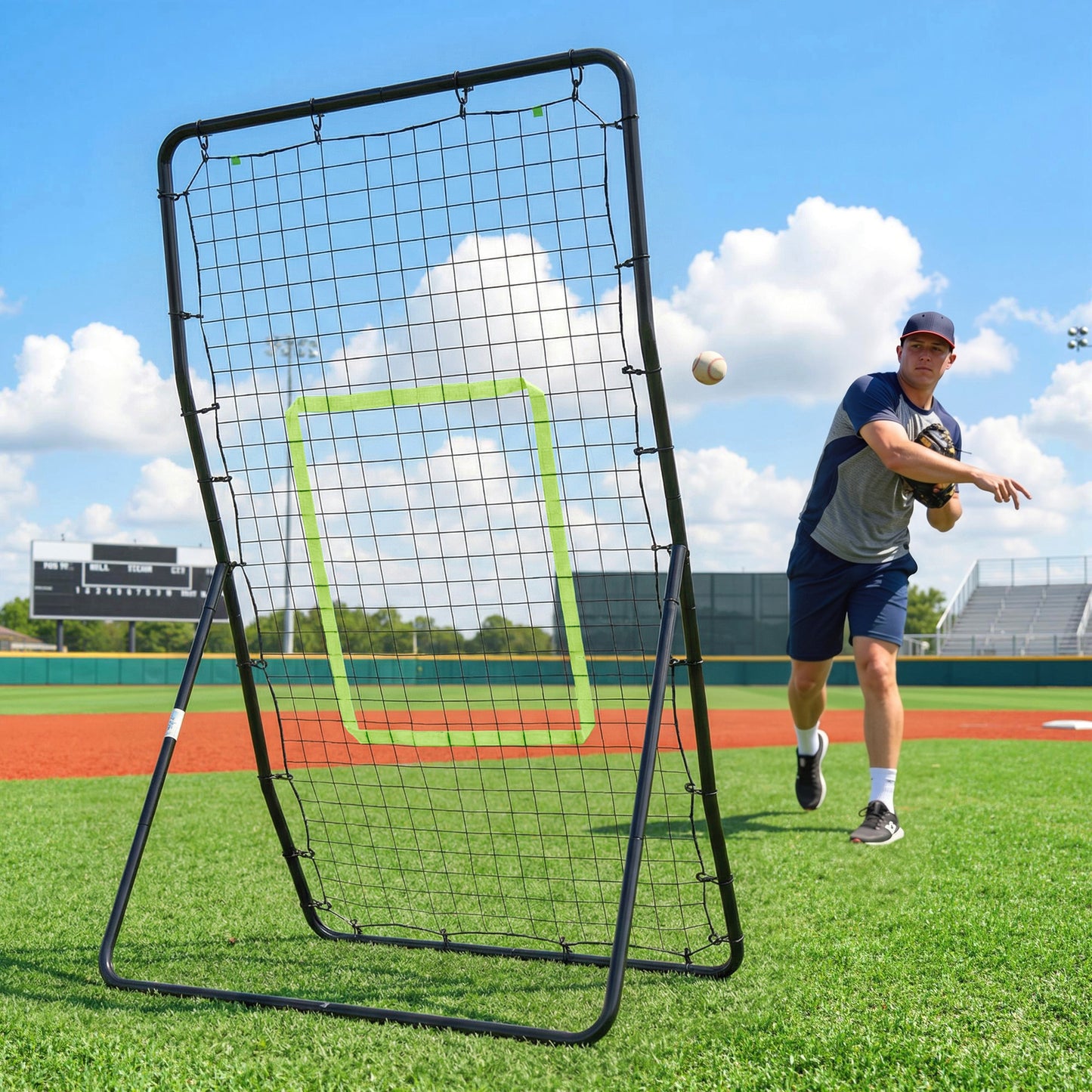 Filet rebondissant d'entraînement baseball avec zone de frappe