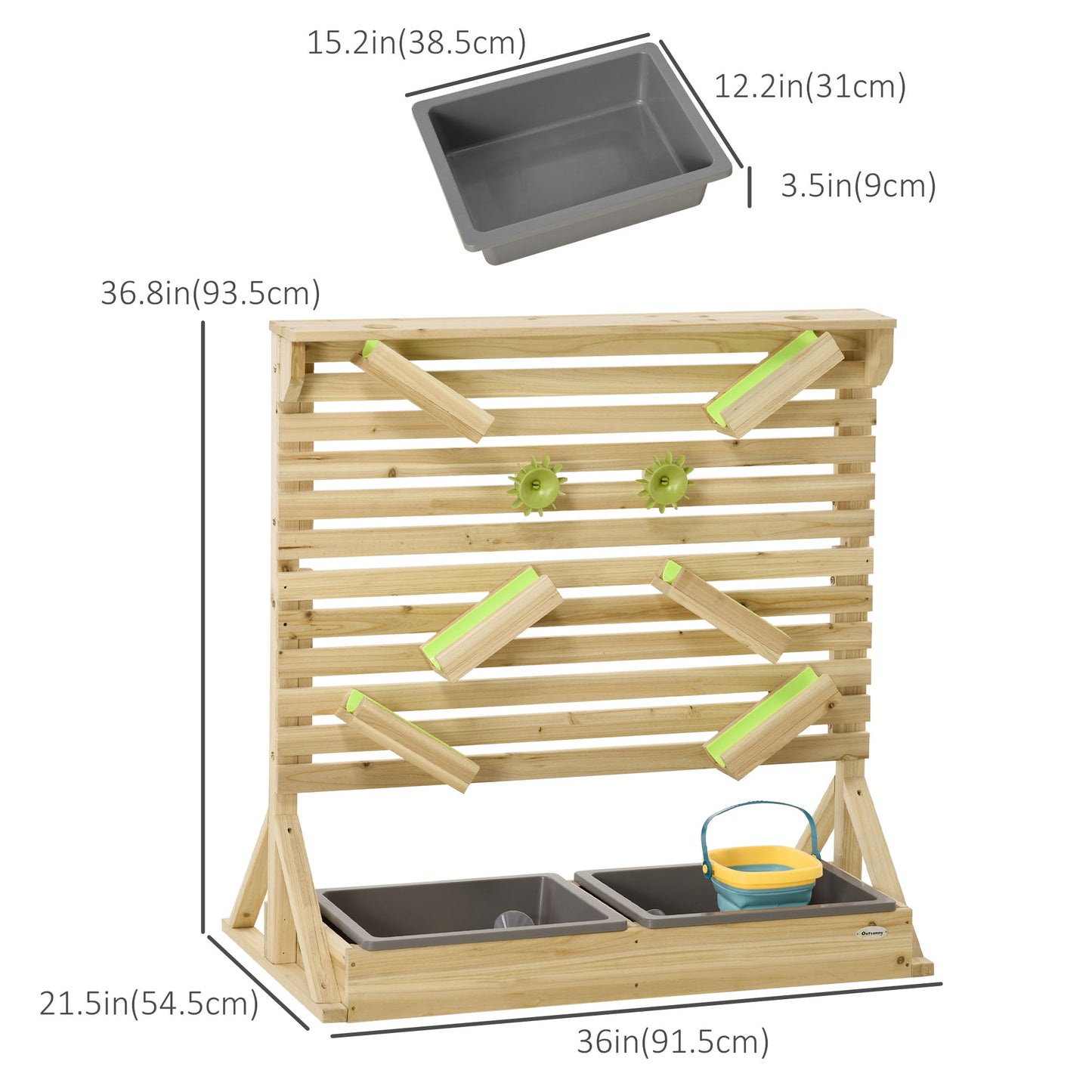 Aire de jeu sable et eau en bois 18 accessoires