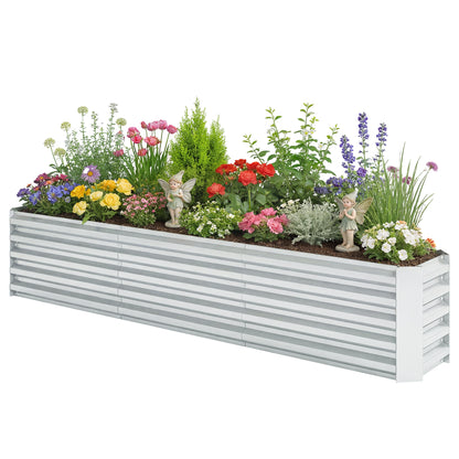 Outsunny Galvanized Raised Garden Bed 240x40x45cm Outdoor Garden