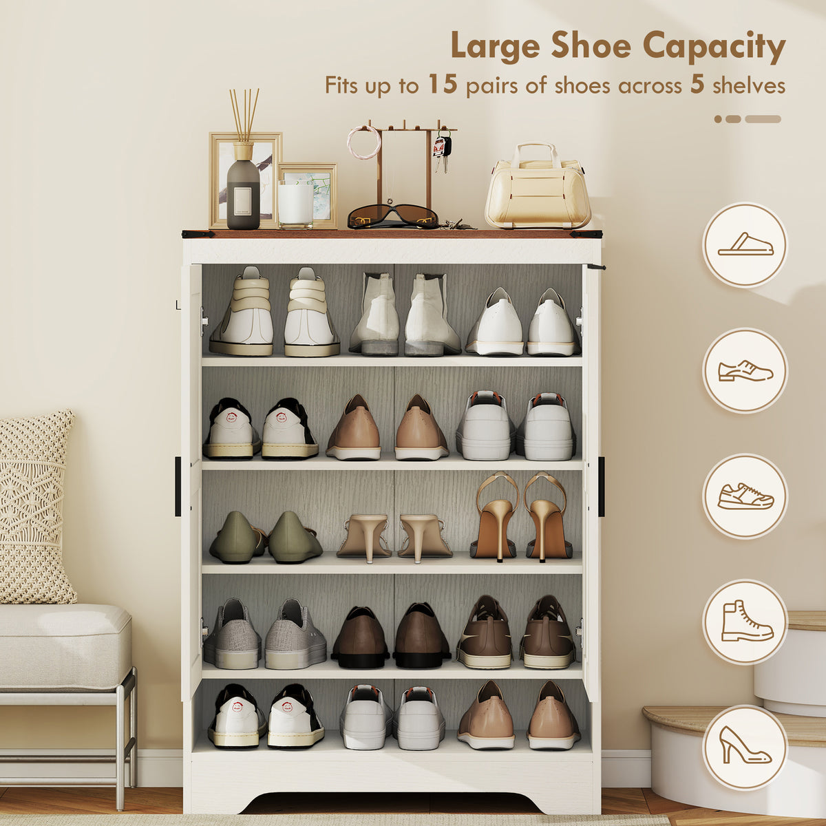 Meuble à chaussures rustique pour rangement d'entrée