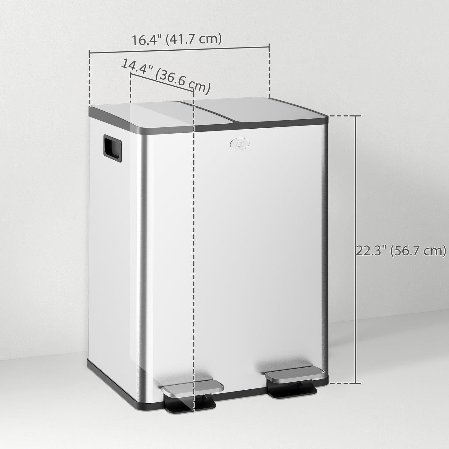 Poubelle double à pédale fermeture douce 2x20L
