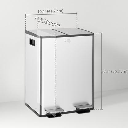 Poubelle double à pédale fermeture douce 2x20L