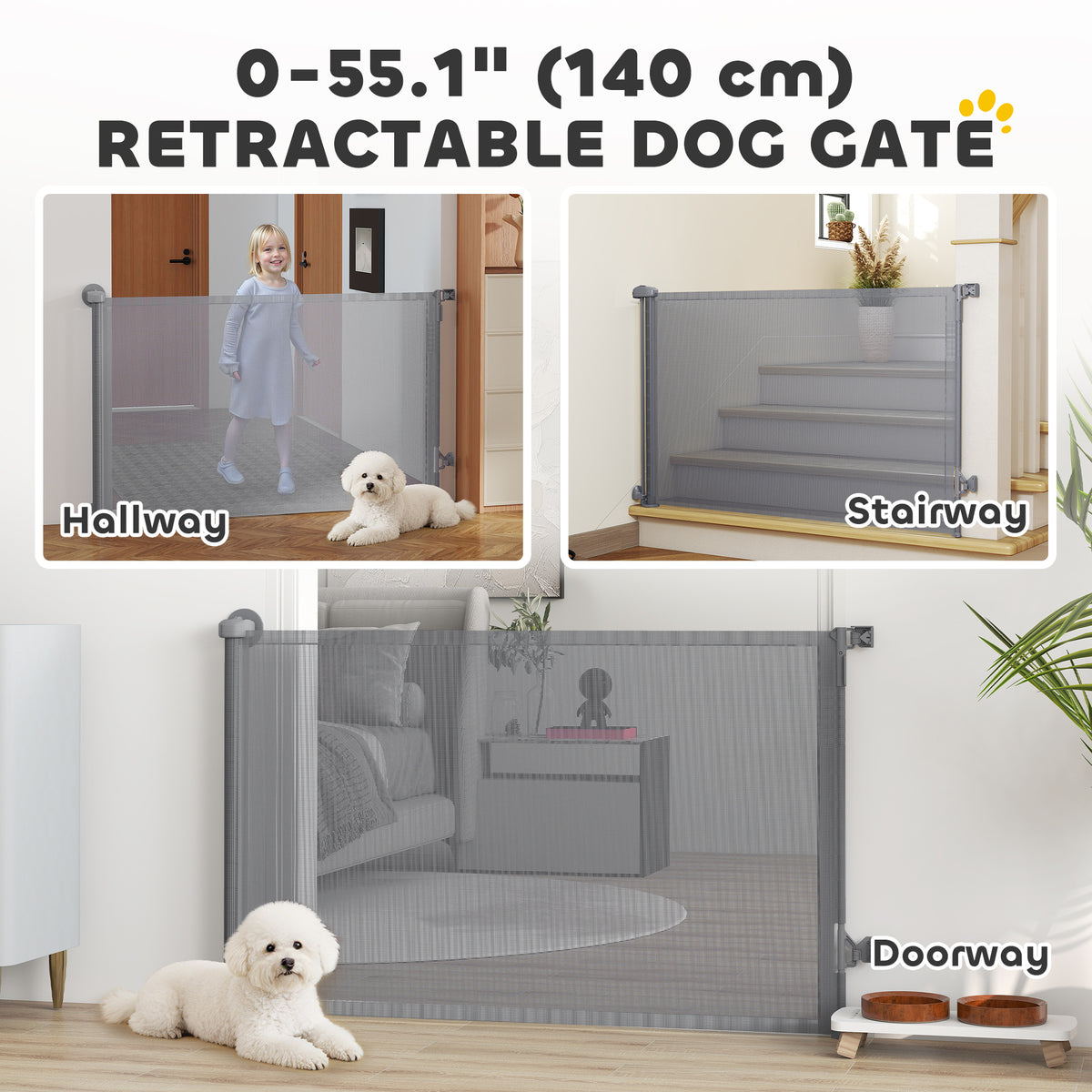 Barrière pour chien rétractable en maille