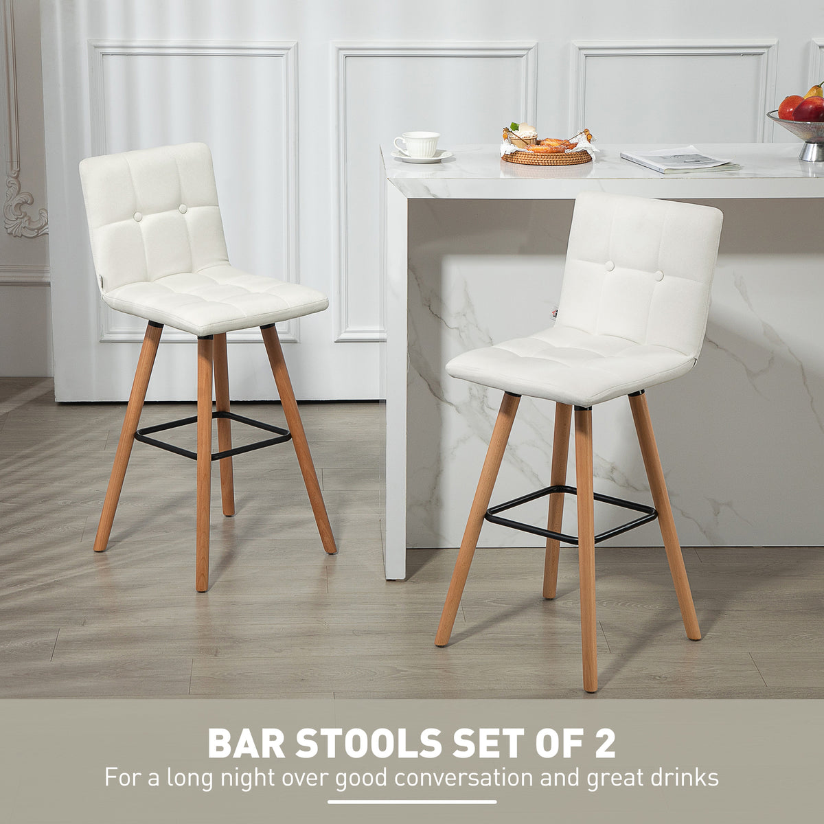 Tabourets de bar rembourrés set de 2, 96 cm