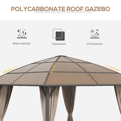 Gazebo toit rigide polycarbonate UV60+ avec rideaux