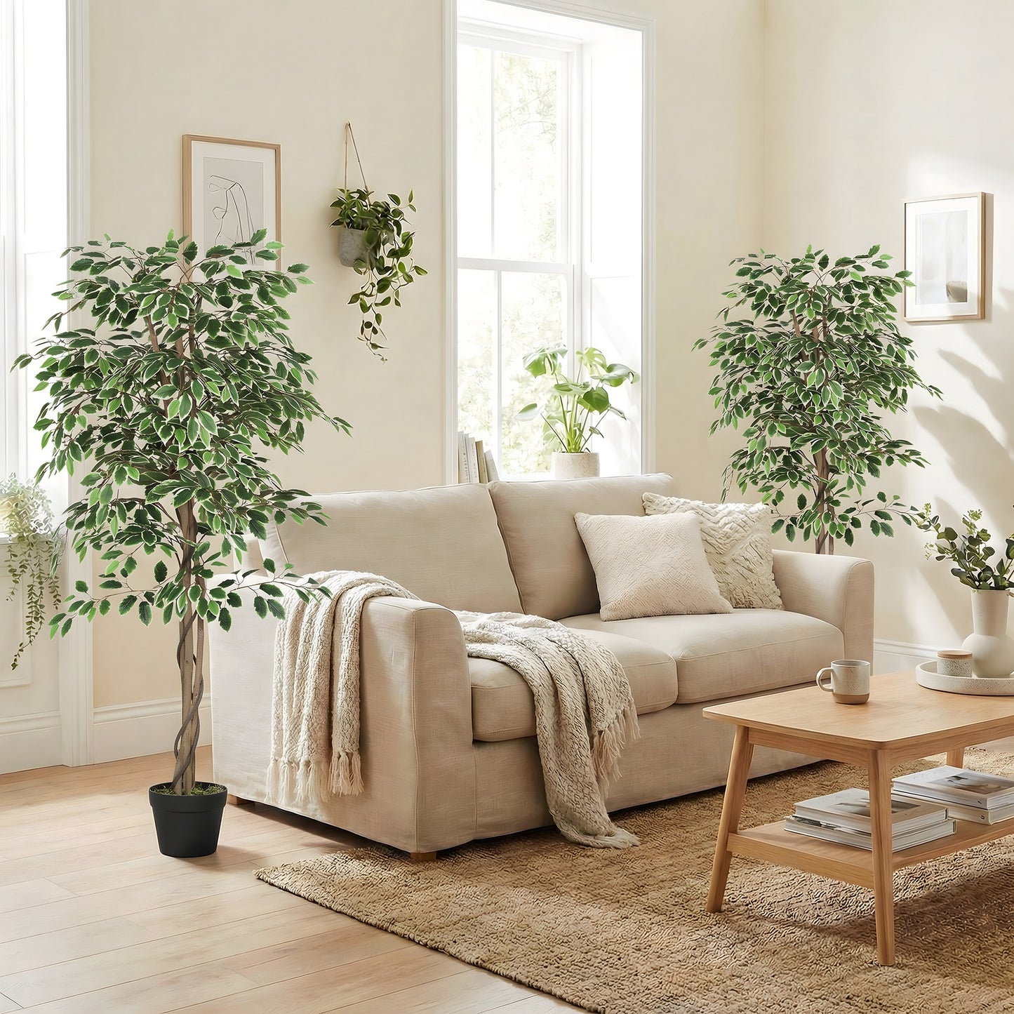Ficus artificiel réaliste en pot — Vert