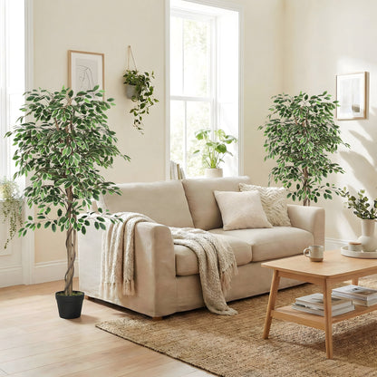 Ficus artificiel réaliste en pot — Vert