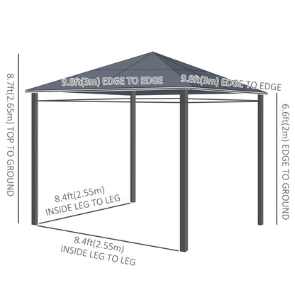 Gazebo patio toit polycarbonate cadre aluminium