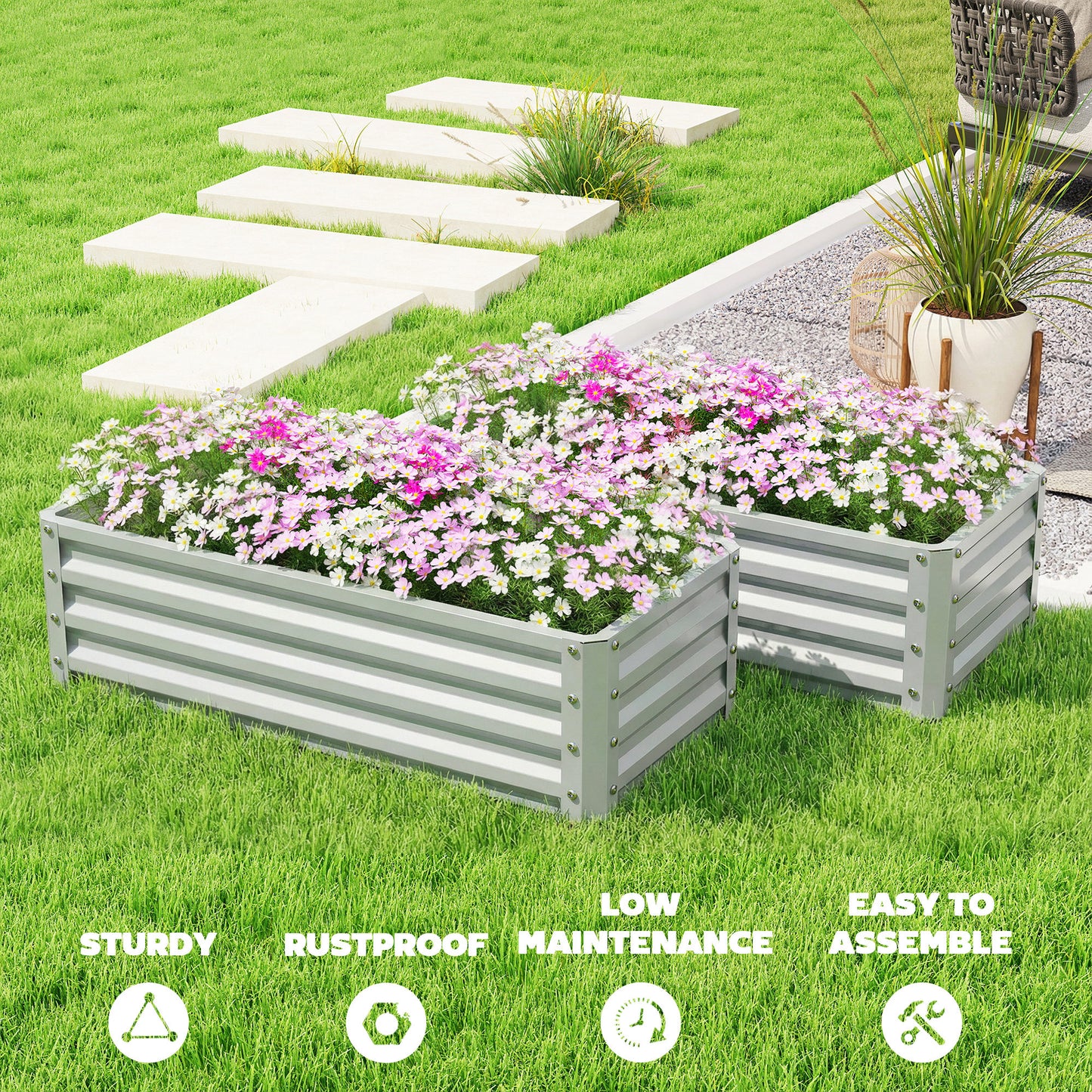 Bacs de jardinage surélevés galvanisés ensemble de 2