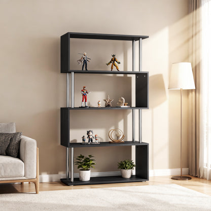 Bibliothèque géométrique à 5 tablettes style S