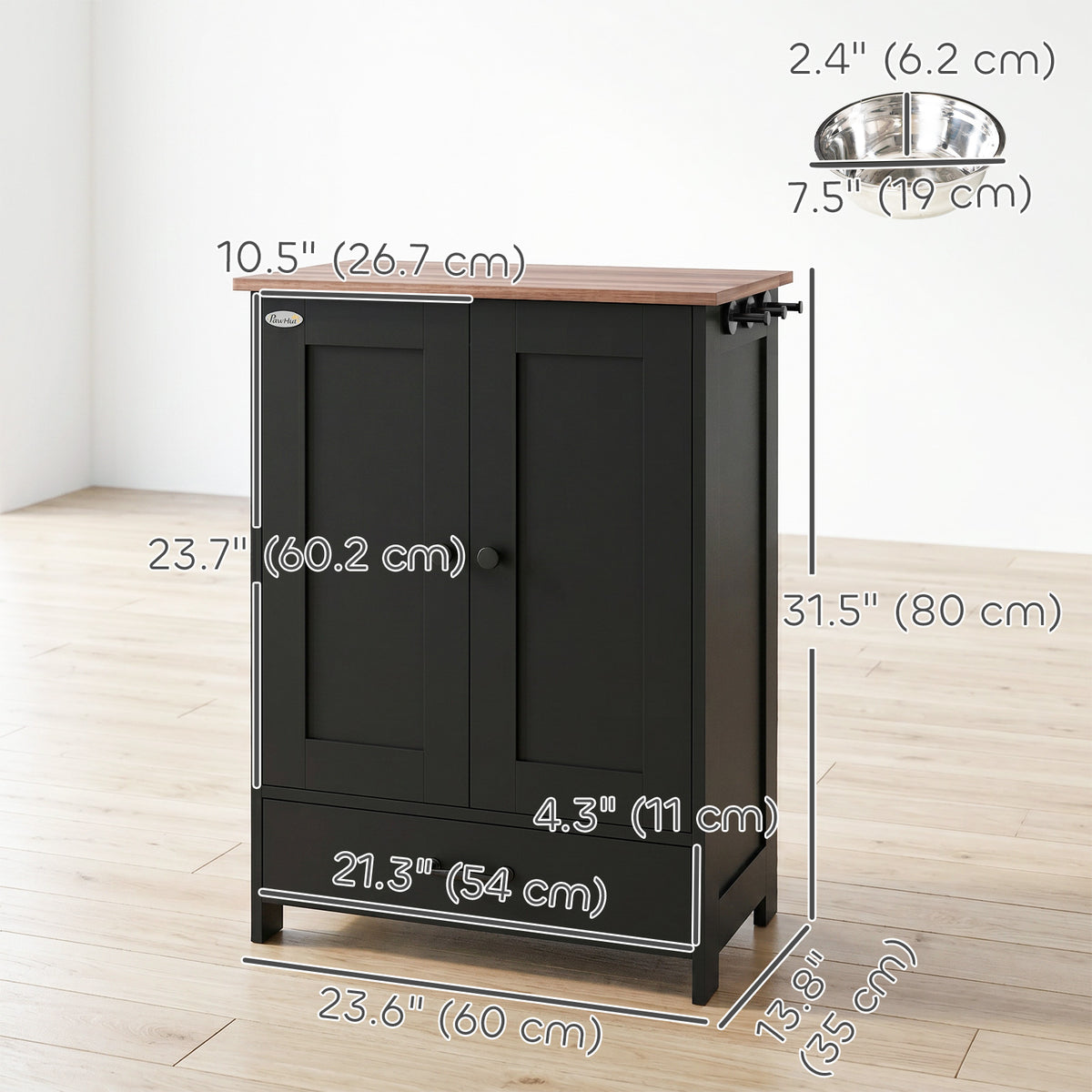 Station d'alimentation chien avec rangement ajustable