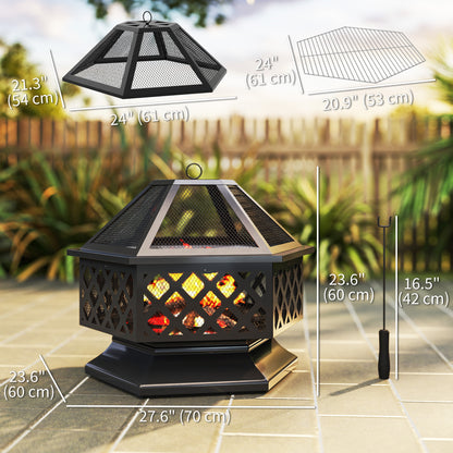 Foyer extérieur 2-en-1 avec grille BBQ et couvercle