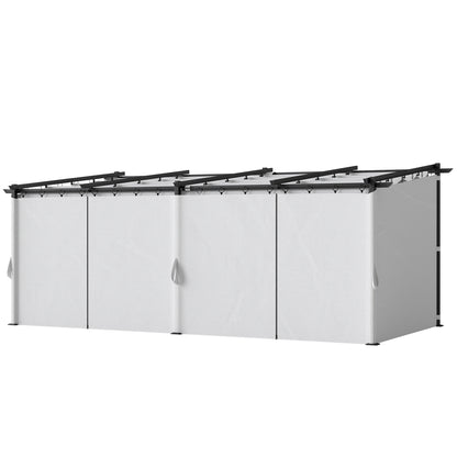 Pergola rétractable en métal avec rideaux latéraux