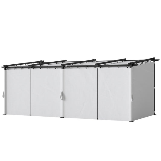 Pergola rétractable en métal avec rideaux latéraux
